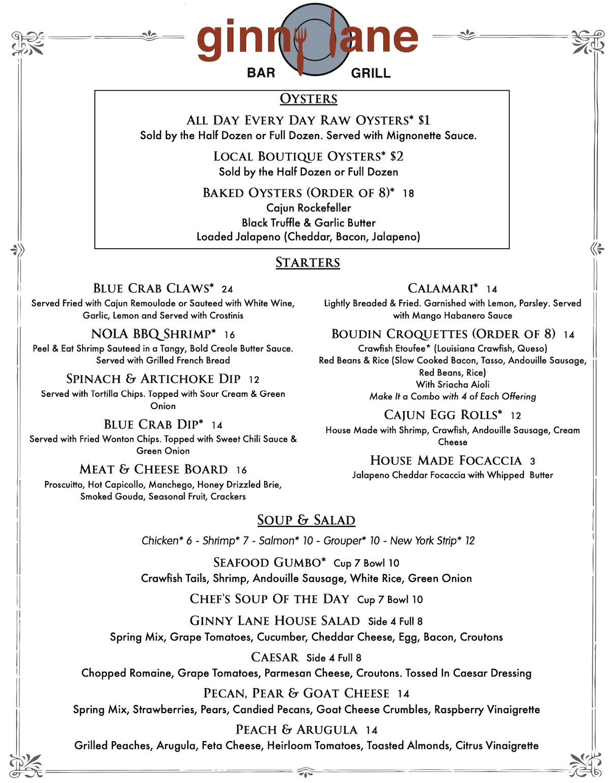 Dinner Menu - small plates and apps