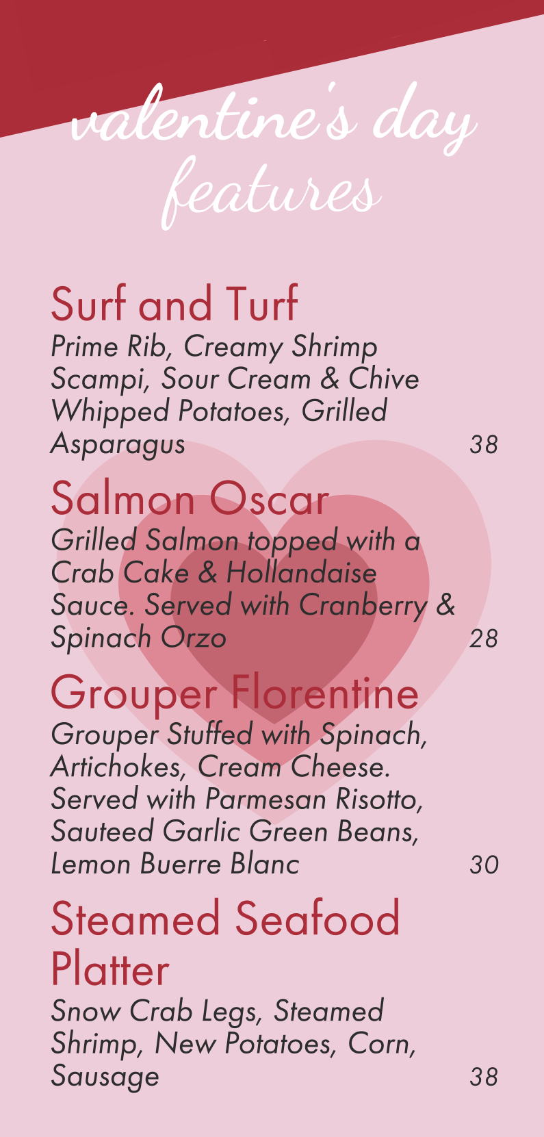 Valentine's Menu at Ginny Lane