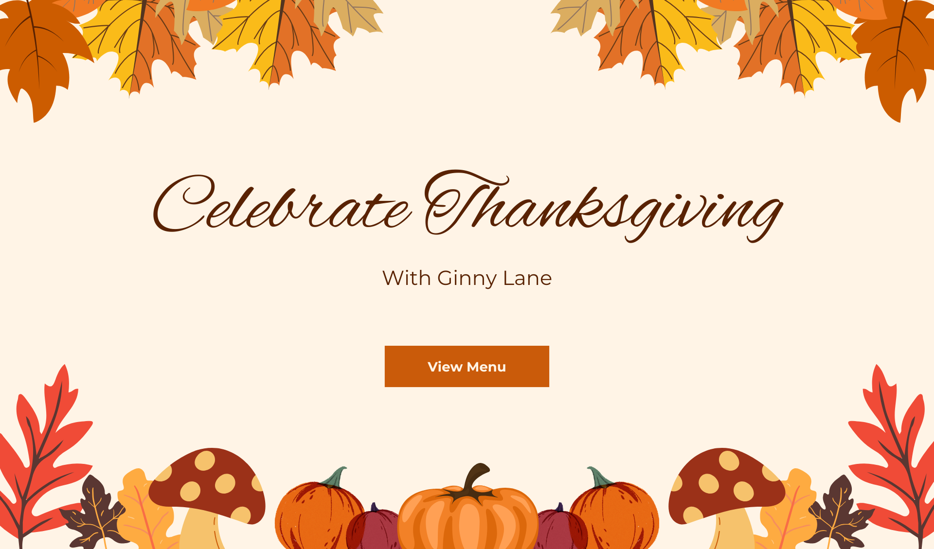 Thanksgiving Menu at Ginny Lane