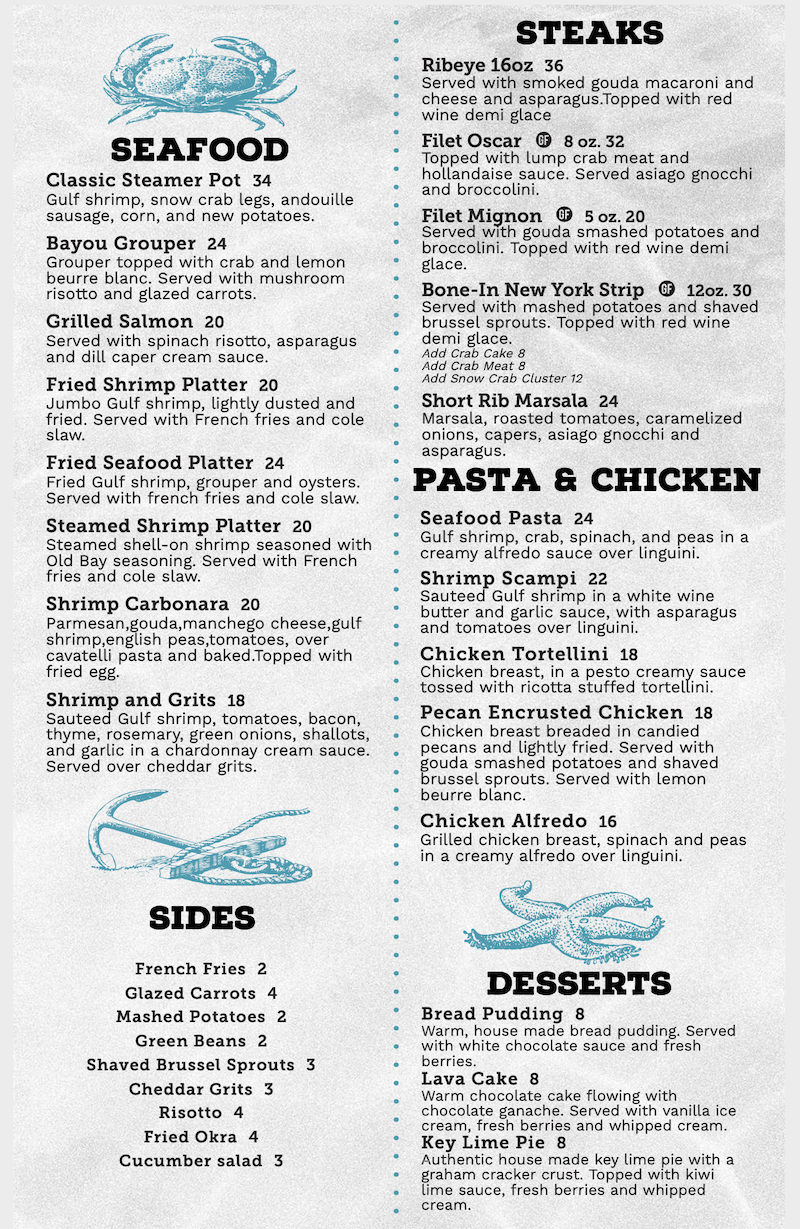 Daily Menu | Ginny Lane Bar & Grill