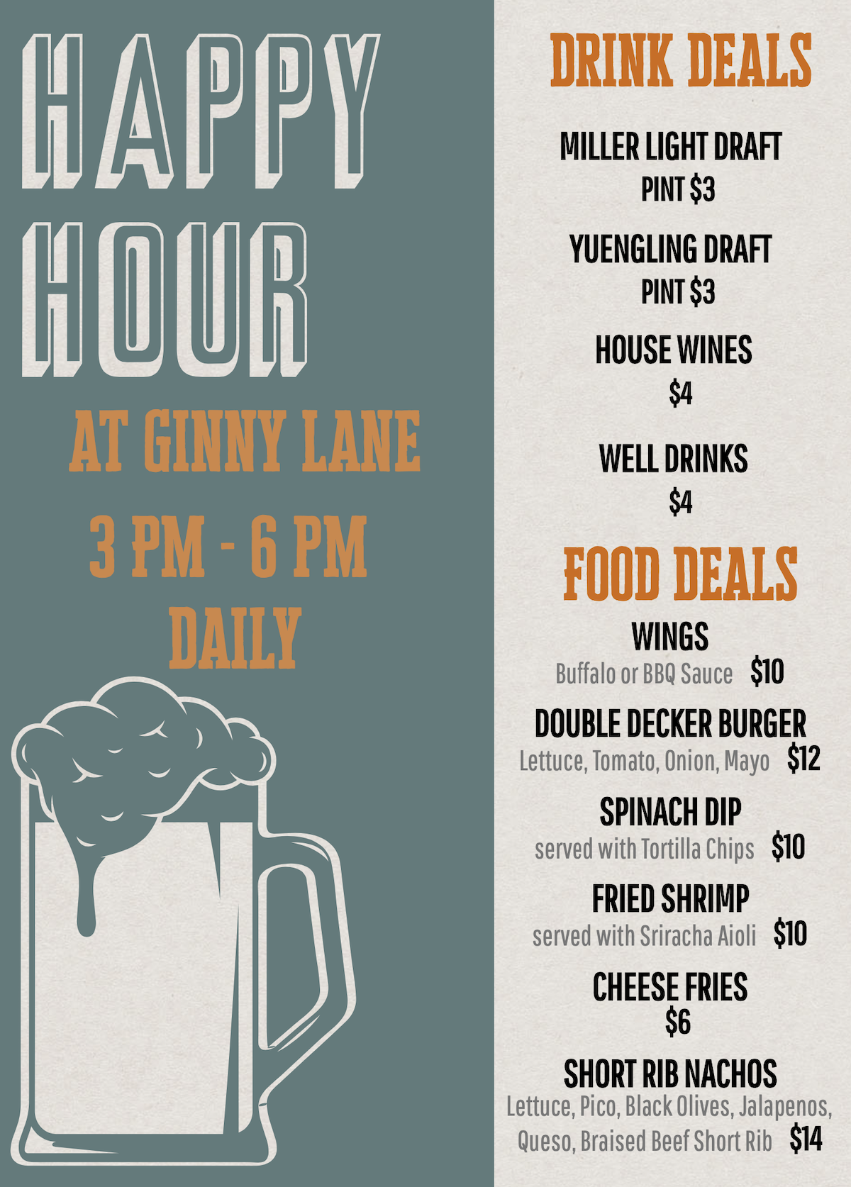 Daily Specials at Orange Beach, AL Seafood Restaurant | Ginny Lane Bar ...