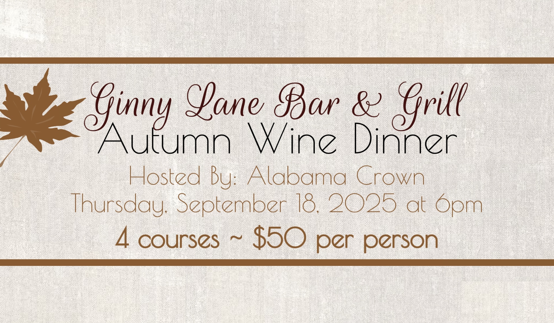 Upcoming wine dinner