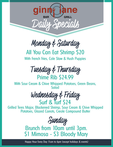 Daily Specials at Ginny Lane